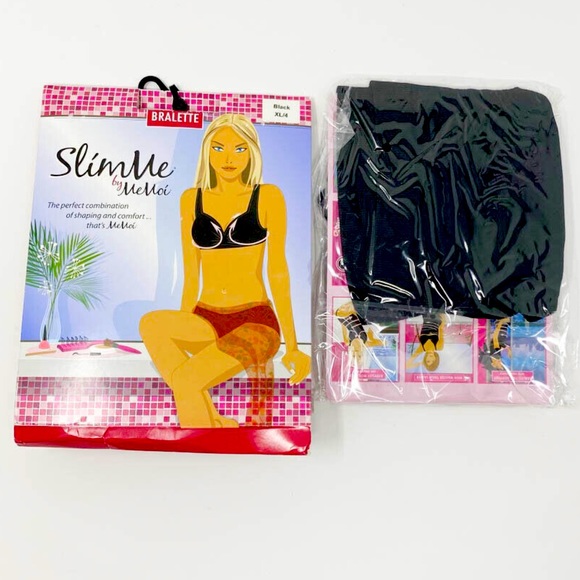 🦋 Slim Me Memoi Black Bra Set of 2! NWT L XL Sassybax style No bulge Bra - Picture 3 of 11